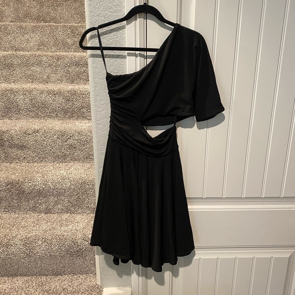 Ronny Kobo One Shoulder Cut Out Mini Dress Black Size medium